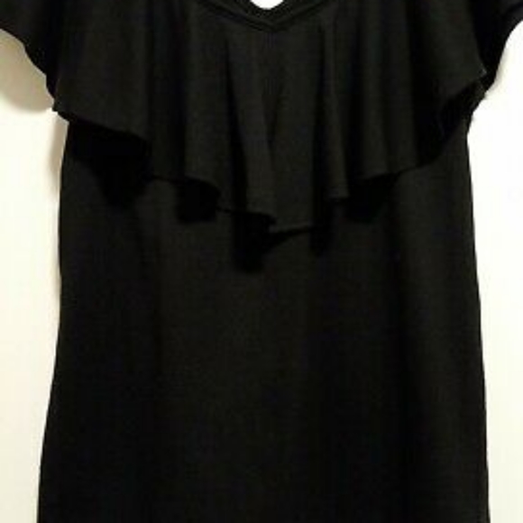 Ladies Top-Sz. L/G 11-13-Black Sleeveless V Neck w/Ruffled Collar/Neck Line - Picture 4 of 10